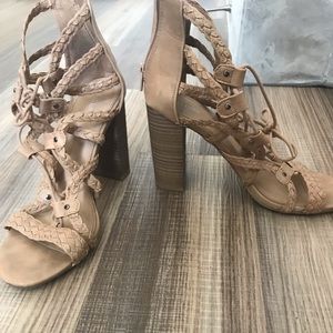 Tan strappy heels